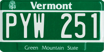 VT license plate PYW251