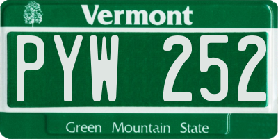VT license plate PYW252