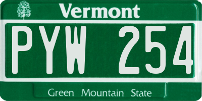 VT license plate PYW254