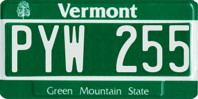 VT license plate PYW255