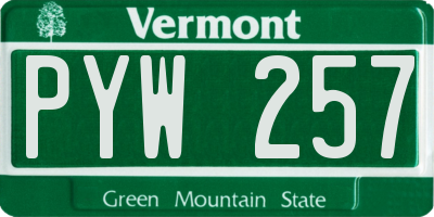 VT license plate PYW257