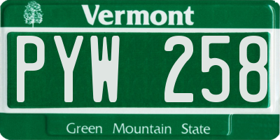 VT license plate PYW258