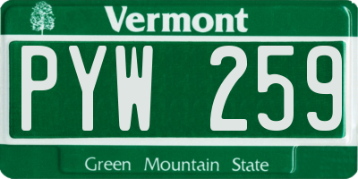 VT license plate PYW259