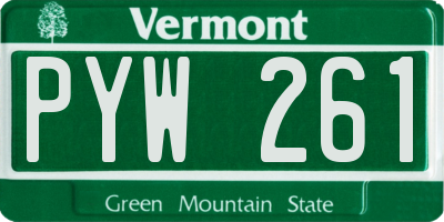 VT license plate PYW261