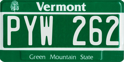 VT license plate PYW262