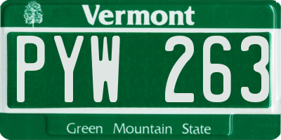 VT license plate PYW263