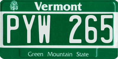 VT license plate PYW265