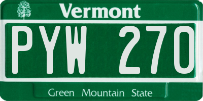 VT license plate PYW270