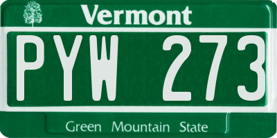 VT license plate PYW273