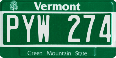 VT license plate PYW274