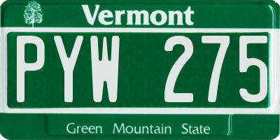 VT license plate PYW275