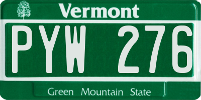 VT license plate PYW276
