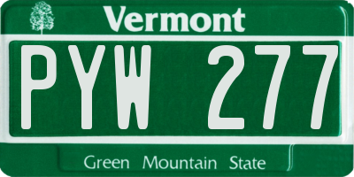 VT license plate PYW277