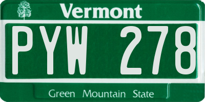 VT license plate PYW278