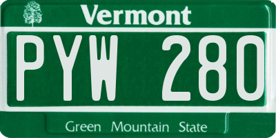 VT license plate PYW280