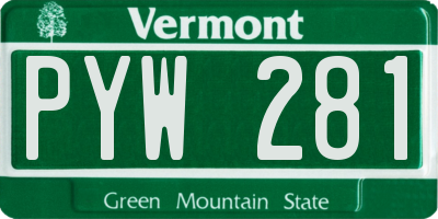 VT license plate PYW281