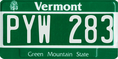 VT license plate PYW283