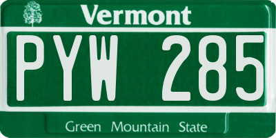 VT license plate PYW285