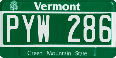 VT license plate PYW286