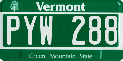 VT license plate PYW288
