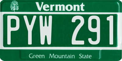 VT license plate PYW291