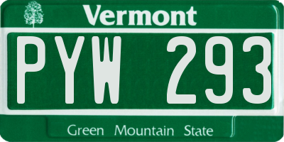 VT license plate PYW293