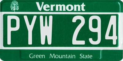 VT license plate PYW294