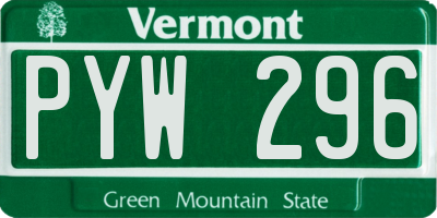 VT license plate PYW296