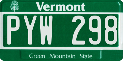 VT license plate PYW298