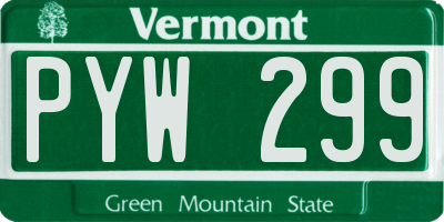 VT license plate PYW299
