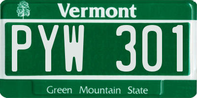 VT license plate PYW301
