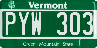 VT license plate PYW303