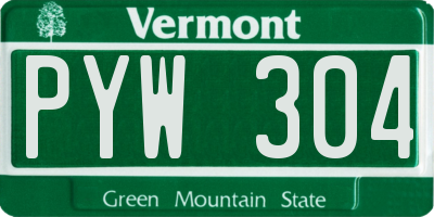 VT license plate PYW304