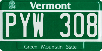 VT license plate PYW308