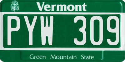 VT license plate PYW309