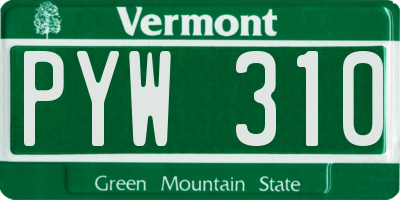 VT license plate PYW310