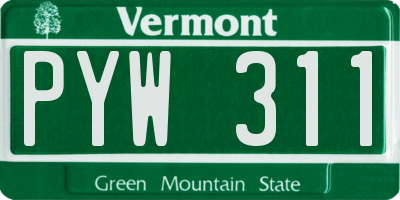 VT license plate PYW311