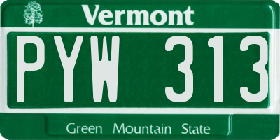 VT license plate PYW313