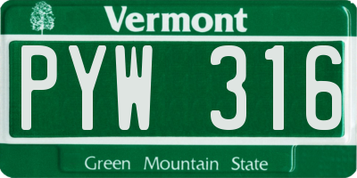 VT license plate PYW316