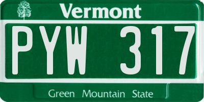 VT license plate PYW317