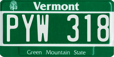 VT license plate PYW318