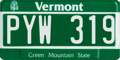 VT license plate PYW319