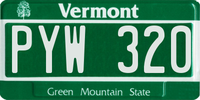 VT license plate PYW320