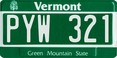VT license plate PYW321