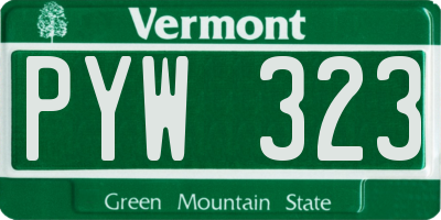 VT license plate PYW323