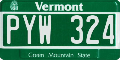 VT license plate PYW324