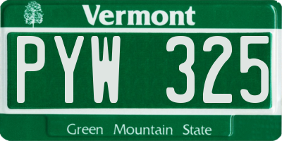 VT license plate PYW325
