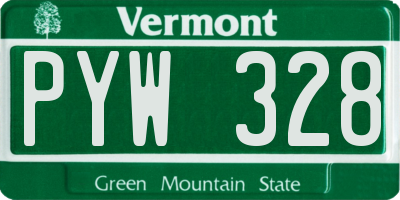 VT license plate PYW328