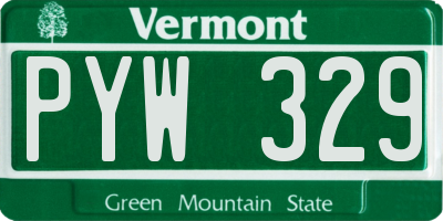 VT license plate PYW329