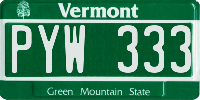 VT license plate PYW333